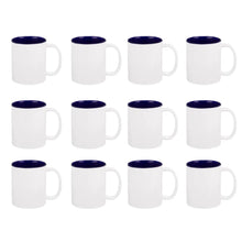 12 Tazas Ceramica Sublimacion Sublimar Blanca Colores 325ml Elegir Interior Azul - Promopción