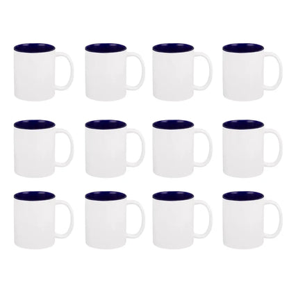 12 Tazas Ceramica Sublimacion Sublimar Blanca Colores 325ml Elegir Interior Azul - Promopción