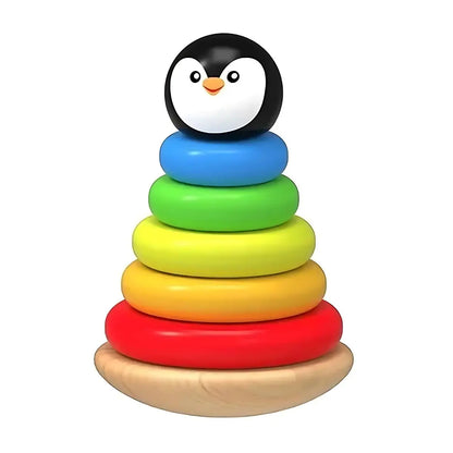 Pirámide Apilable Pingo Pingüino Bebé Madera Ensarte Diako - Diako - vista lateral