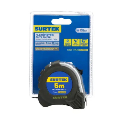 Flexómetro Surtek Carcasa Anti-impacto Silver 5m - Lock