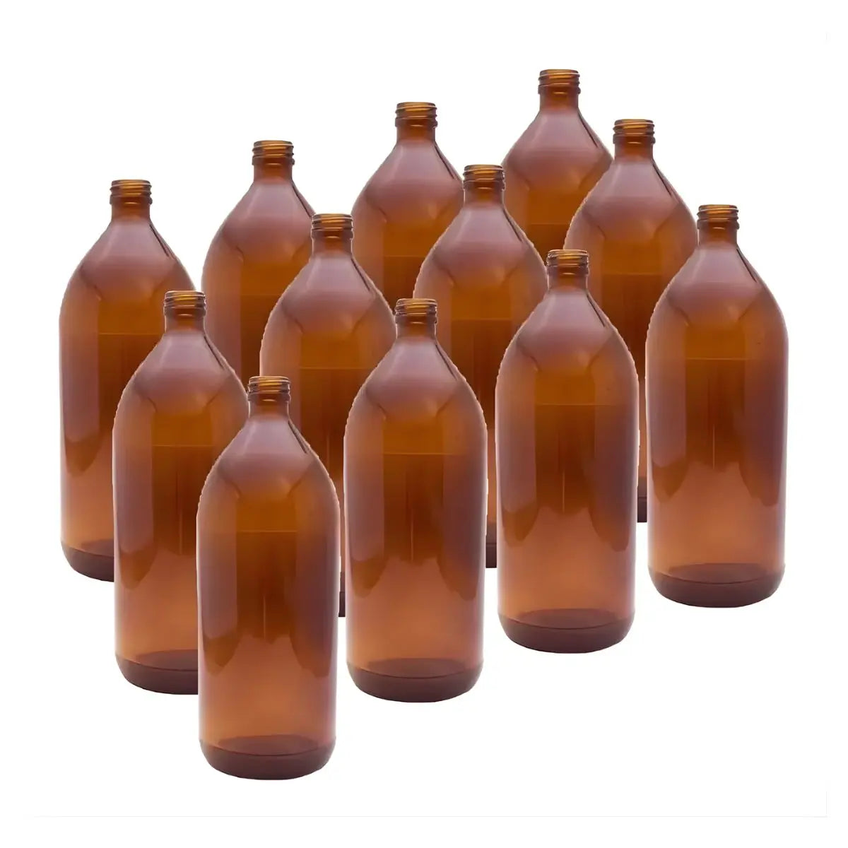 Botella Ámbar Redonda Industrial 1000ml 12pz - Ball