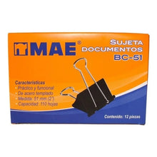 12 Piezas Sujeta documentos de 51 mm 2'' MAE - Mae