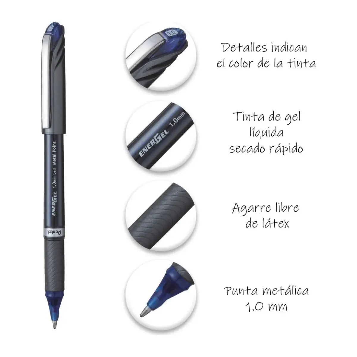 Pieza Boligrafo Tinta Azul Energel 1.00mm Pentel - Pentel - vista lateral