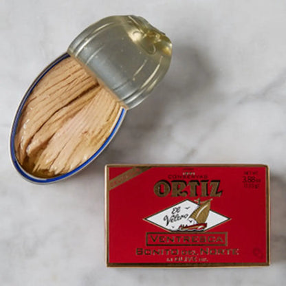 Atún Blanco (Ventresca de Bonito) en Aceite de Oliva 110g - conservas ortiz