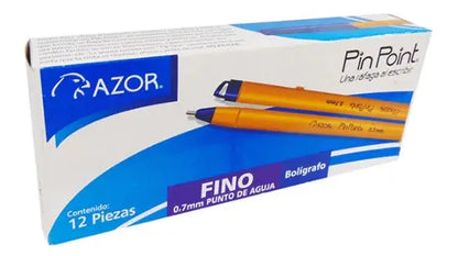 3 Cajas Bolígrafos Azor Pin Point Punta Aguja 0.7mm 12 Piezas - Azor