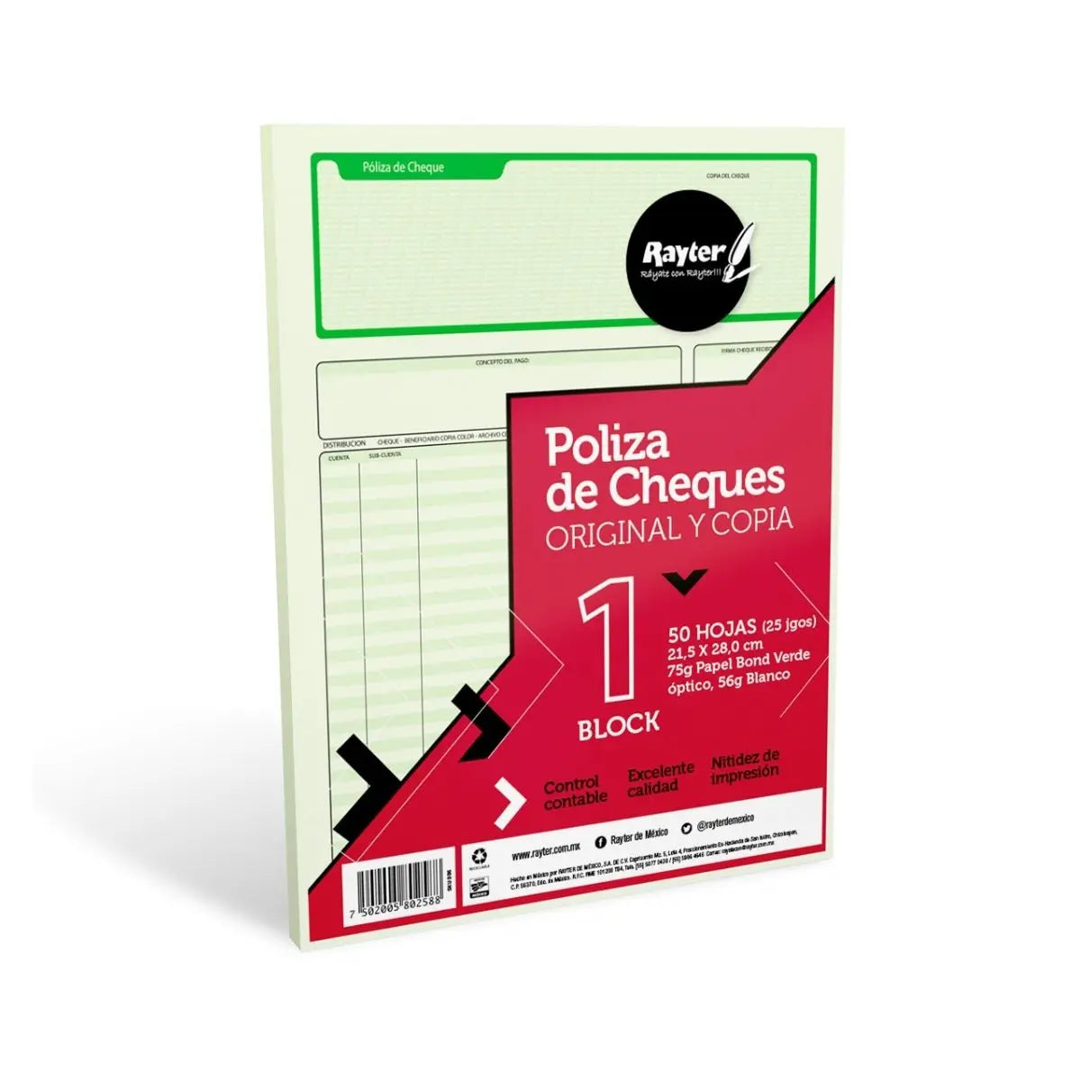3 Block 25 hjs C/U Poliza de Cheque Carta Verde RAYTER - Rayter