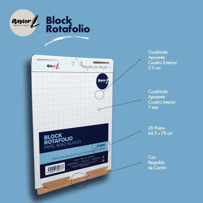 Block de 25 Hojas para Rotafolio 75g Azul 65 x90 cm RAYTER - Rayter - detalle