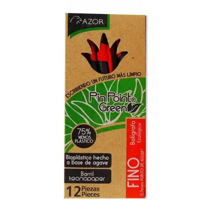 Bolígrafos Plumas Azor Pin Point Ecológico Fino 0.7mm 12 Piezas Elige Color Rojo - Azor