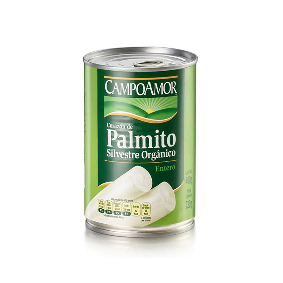 Corazón de Palmito Entero 400g - campoamor - vista lateral