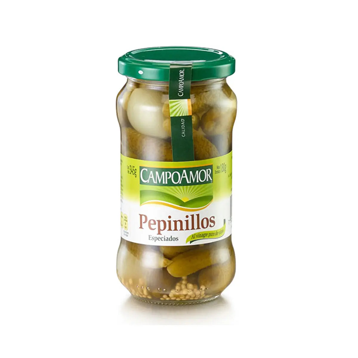 Pepinillos Especiados 345g - campoamor - vista lateral