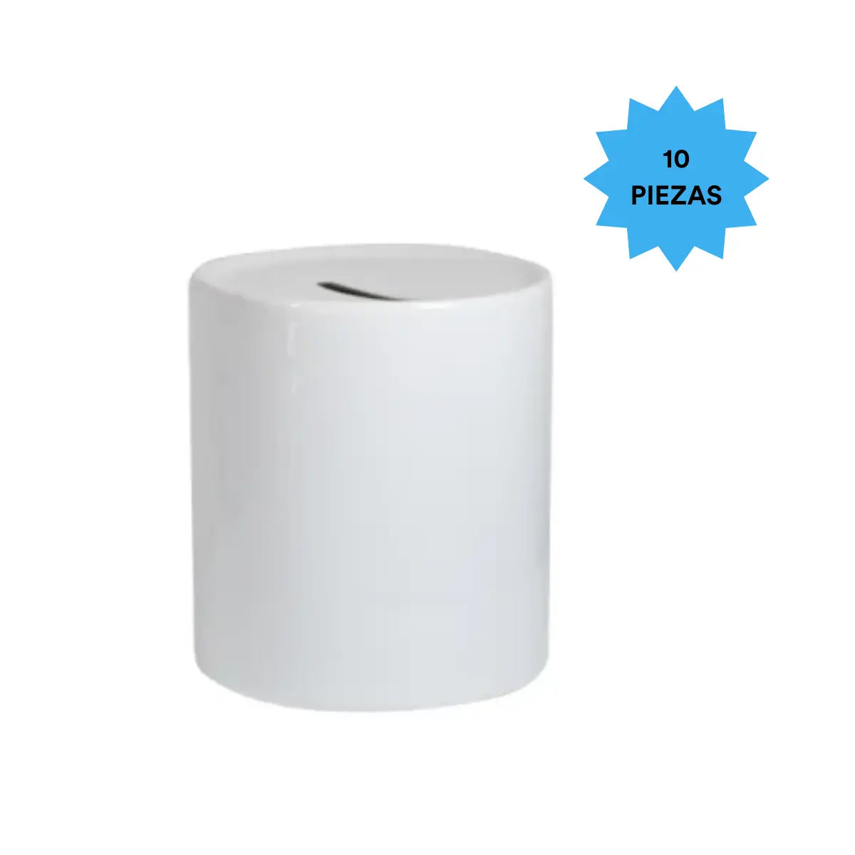10 Pz Vaso de cerámica 11 oz. Blanco. Estilo alcancía Color Make - Color Make