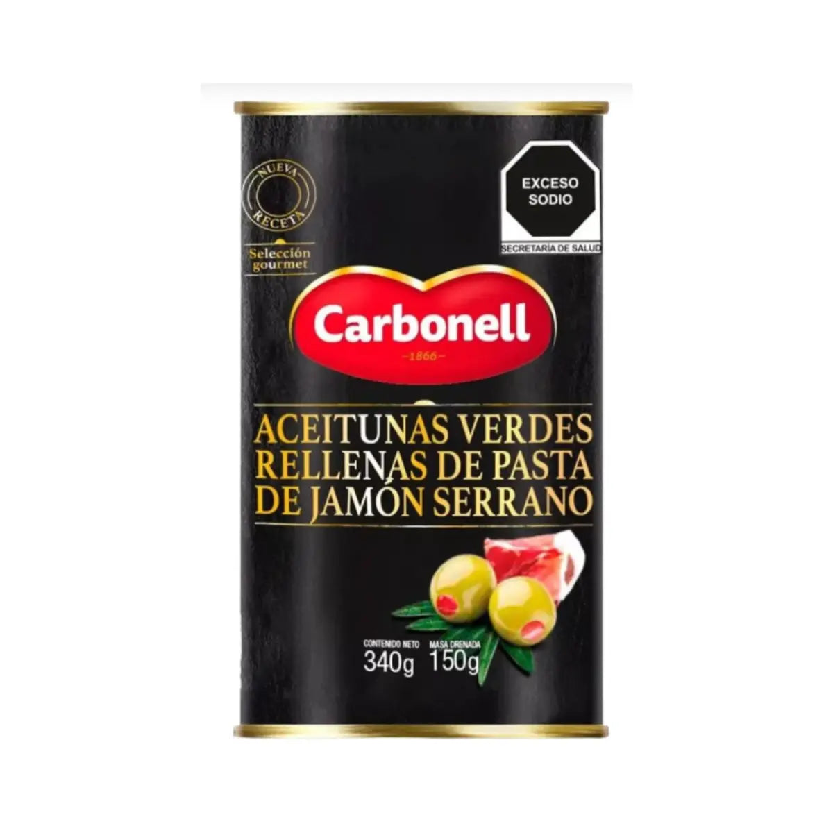 Aceitunas Verdes Rellenas de Jamón Serrano 340g - Carbonell