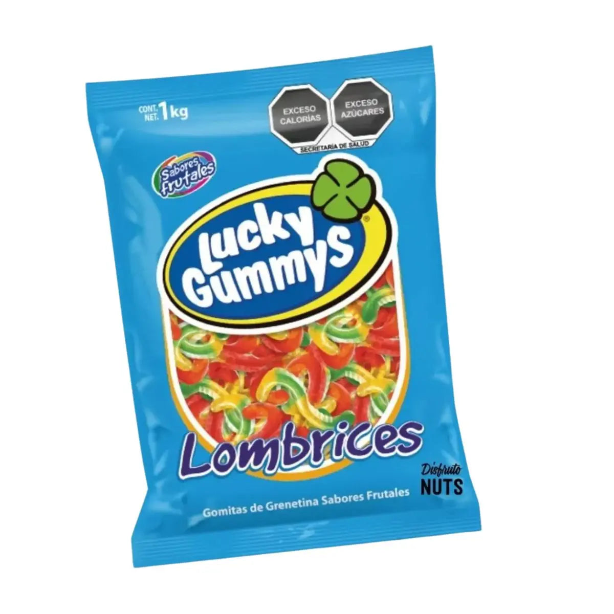 Gomita Lombrices Lucky Gummys 1 Kg Sabor Frutal Mixto - Cuanda - vista lateral