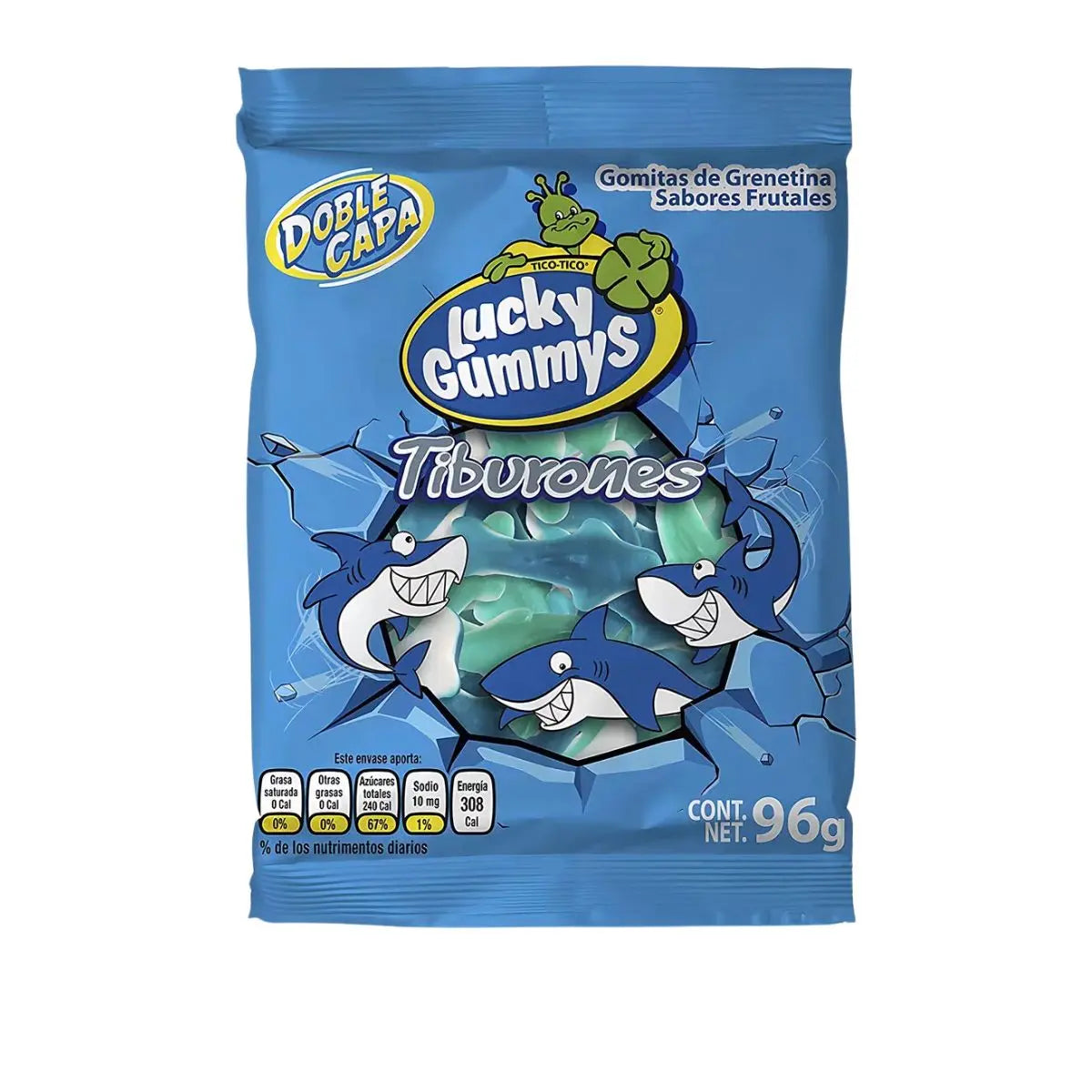 Gomitas Forma Tiburon Lucky Gummys Tiburones 96g (BAJA) - Cuanda - vista lateral