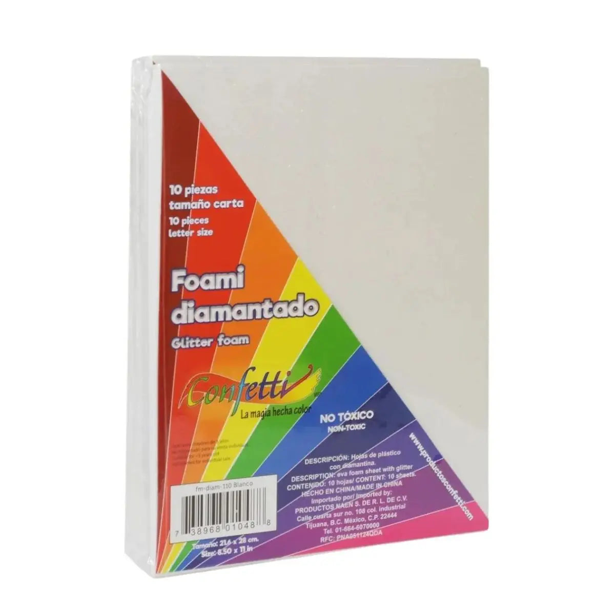 FOAMI DIAMANTADO TAMAÑO CARTA CONFETTI PQT C/10 PZAS Blanco - Confetti - detalle