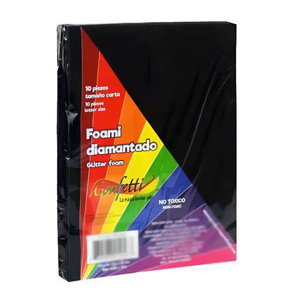 FOAMI DIAMANTADO TAMAÑO CARTA CONFETTI PQT C/10 PZAS Negro - Confetti - accesorios