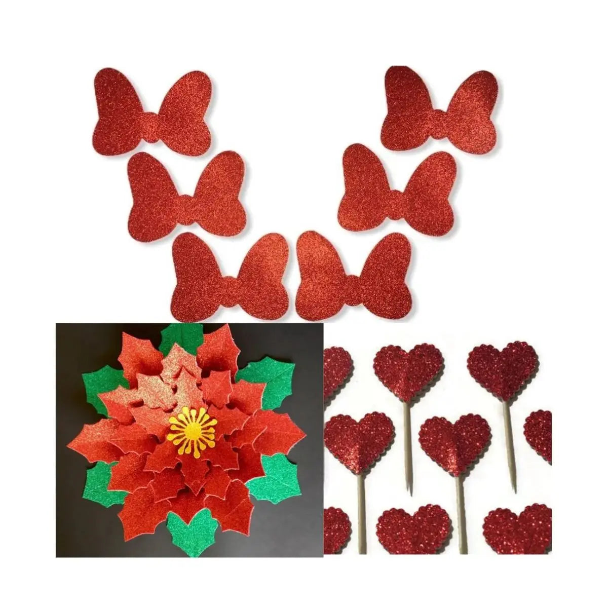 FOAMI DIAMANTADO TAMAÑO CARTA CONFETTI PQT C/10 PZAS Rojo - Confetti - detalle
