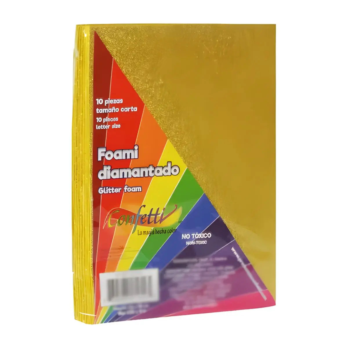 FOAMI DIAMANTADO TAMAÑO CARTA CONFETTI PQT C/10 PZAS Oro - Confetti - detalle