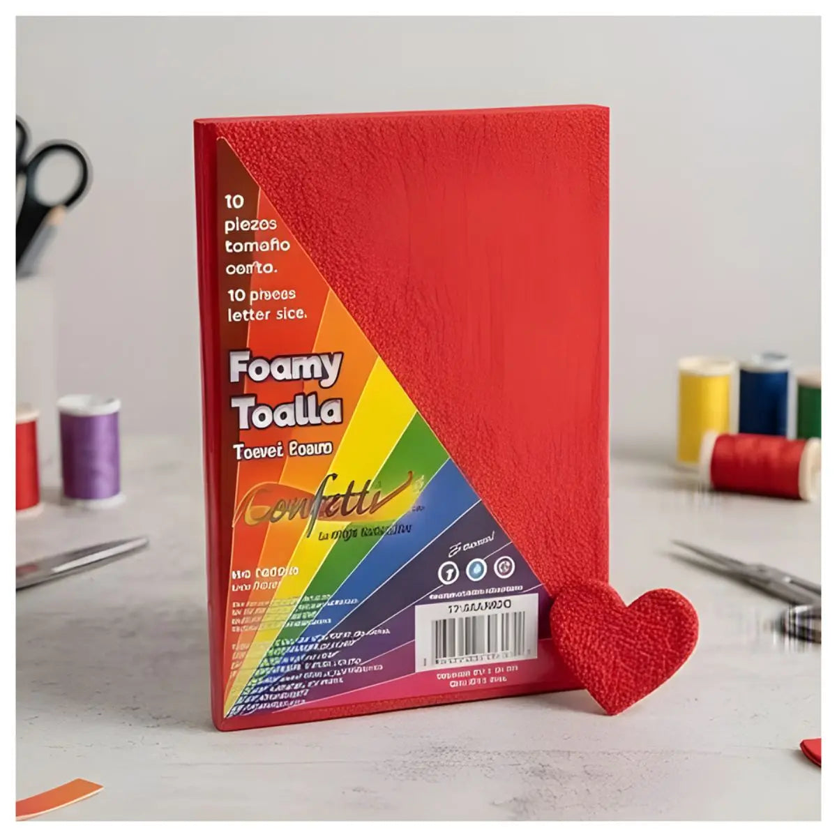 FOAMI TOALLA TAMAÑO CARTA PQT C/ 10 PZS Rojo - Confetti