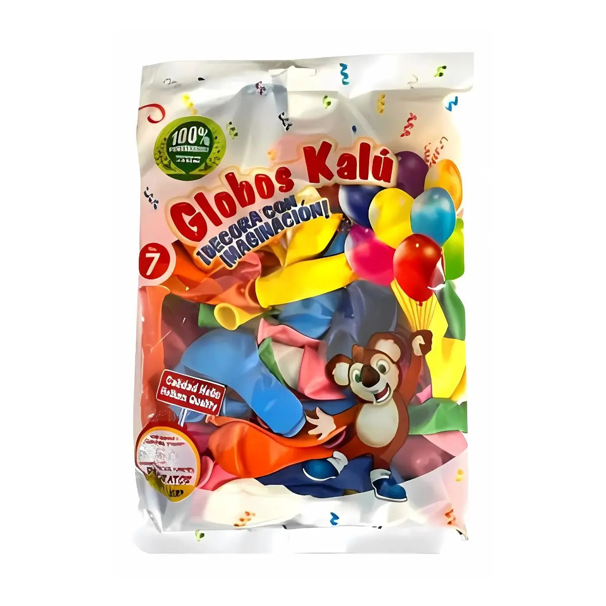 50 GLOBOS LÁTEX MARCA KALU #7 COLORES SURTIDOS - Confetti