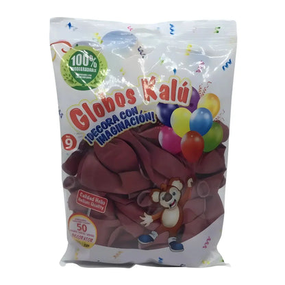 50 Globos Latex Marca Kalu #9 Rojo Cereza - Confetti - detalle