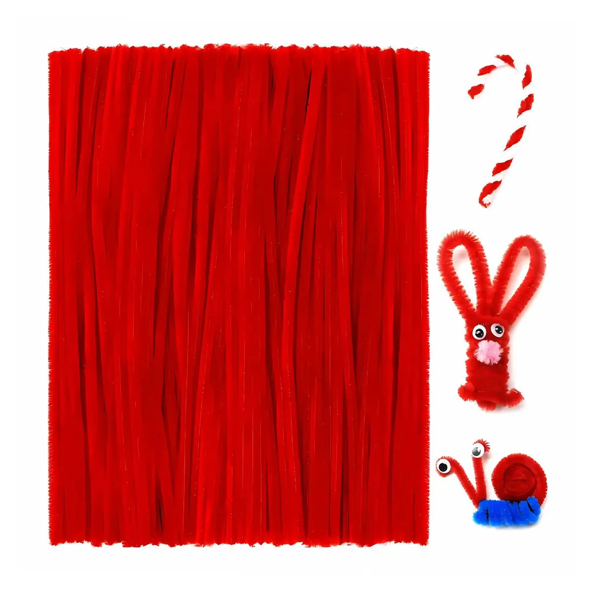 100 Limpiapipas Terciopelo Confetti Colores A Elegir Rojo - Confetti - vista lateral