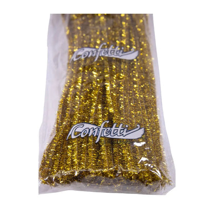LIMPIA PIPAS METÁLICO CONFETTI PQT C/ 100 PZAS ORO - Confetti - vista lateral
