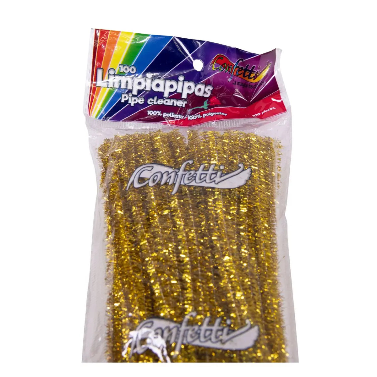 LIMPIA PIPAS METÁLICO CONFETTI PQT C/ 100 PZAS ORO - Confetti - accesorios