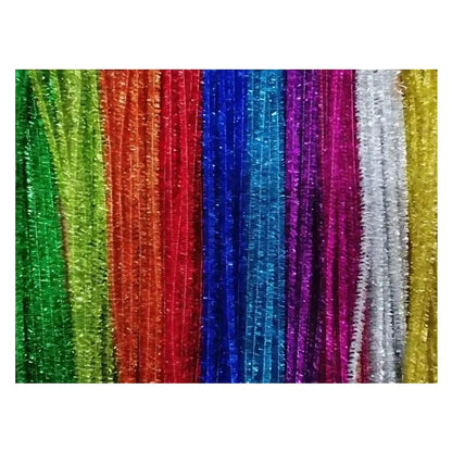 LIMPIA PIPAS DE TERCIOPELO CONFETTI COLORES MIXTOS METALICOS PQT C/ 100 PZAS} - Confetti - vista lateral