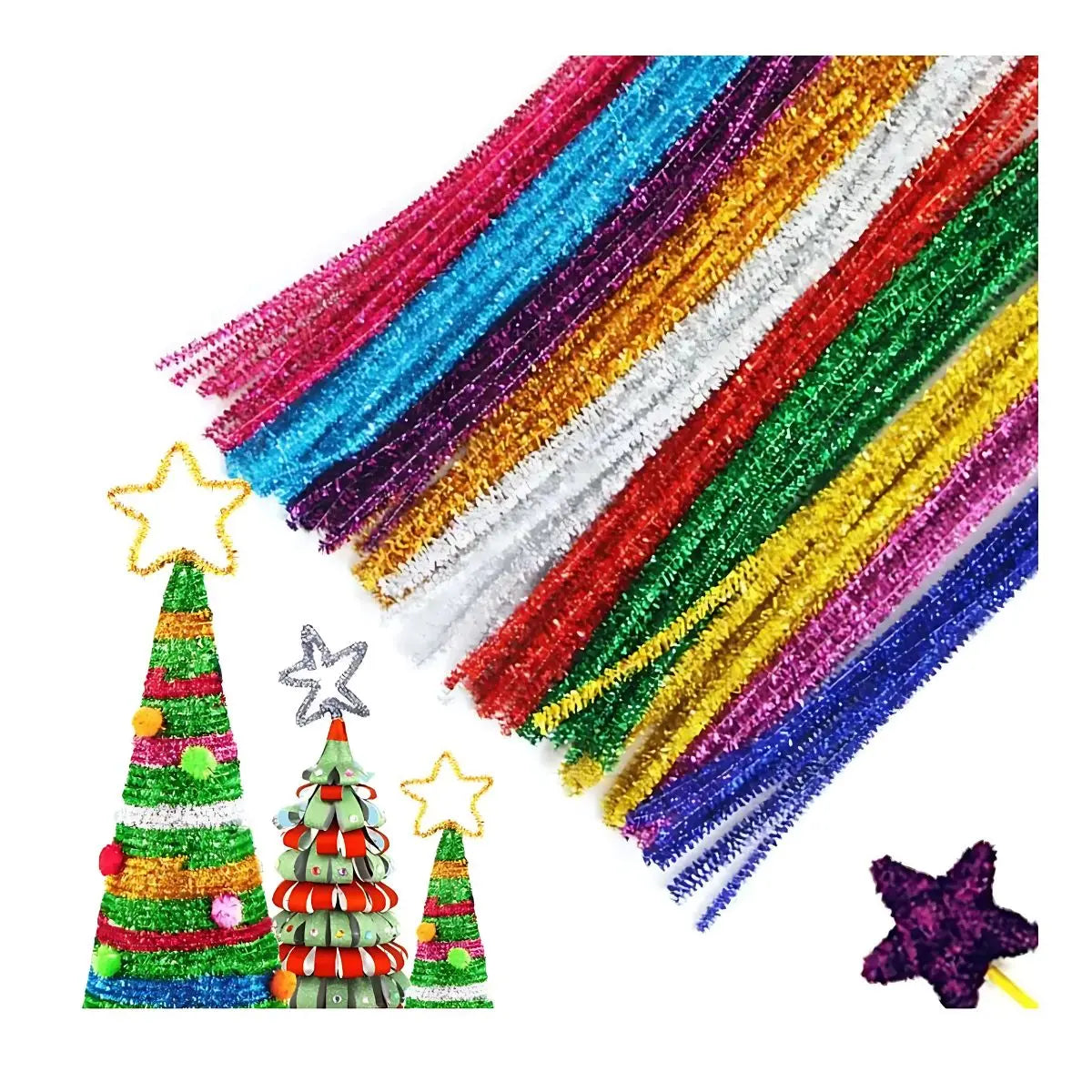 LIMPIA PIPAS DE TERCIOPELO CONFETTI COLORES MIXTOS METALICOS PQT C/ 100 PZAS} - Confetti - detalle