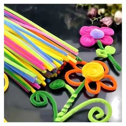 LIMPIA PIPAS DE TERCIOPELO CONFETTI COLORES MIXTOS PASTELES PQT C/ 100 PZAS - Confetti - vista lateral