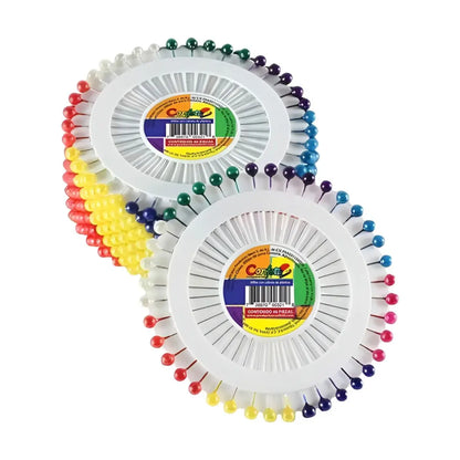PACK 12 ROSETA ALFILERES CABEZA DE COLOR CADA UNO CON 40 PZAS (TERMINACION 7) MATE - Confetti - vista lateral