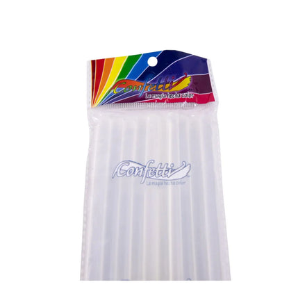 SILICÓN EN BARRA CONFETTI DELGADO TRANSPARENTE 25CMX7MM PQT CON 10 PIEZAS - Confetti - vista lateral