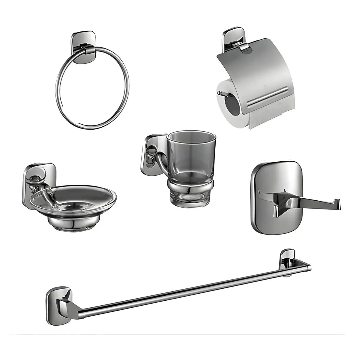Juego Accesorios Baño 6 Piezas Meer Cromado INNER 2PZ - CNX - empaque