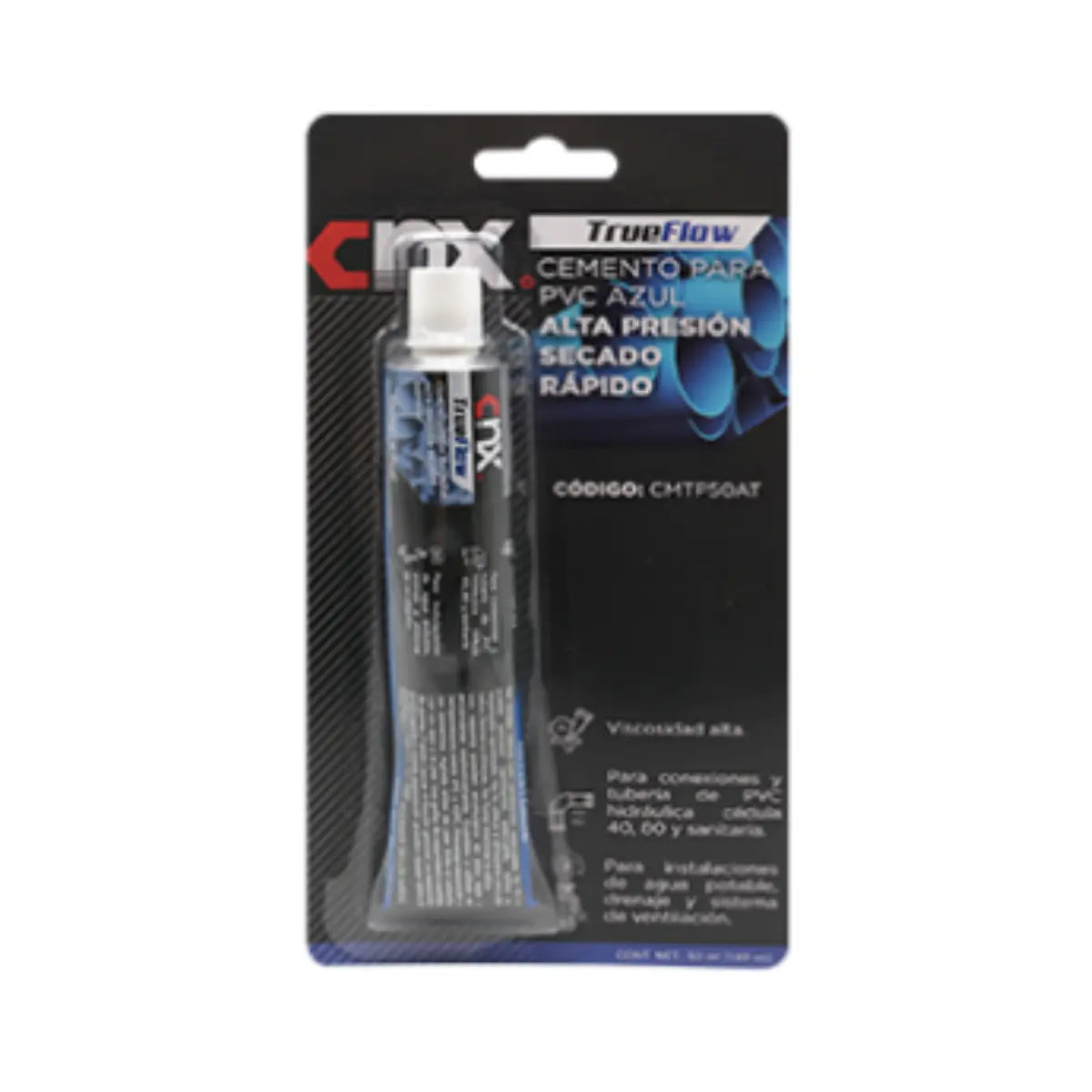 Cemento Para pvc Trueflow Azul Alta Presion Secado Rapido 50 ml - CNX - detalle