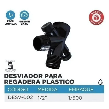 Desviador Regadera Meer Plastico Color Negro - CNX - vista lateral