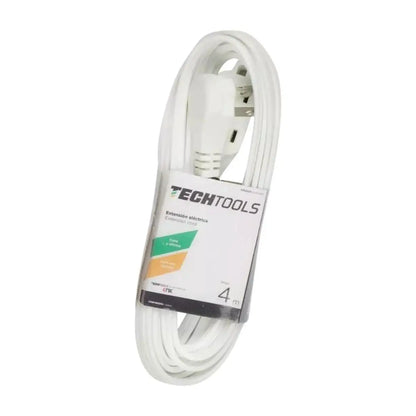 EXTENSION ELECTRICA BLANCA CON CLAVIJA PLANA 4 METROS TECHTOOLS - CNX - empaque