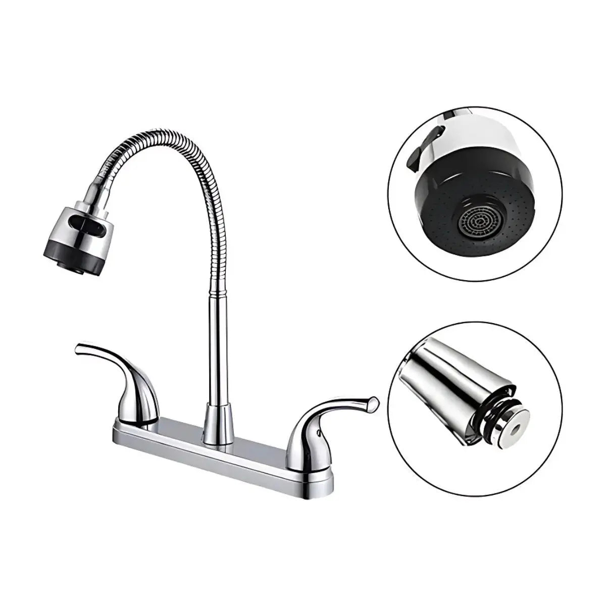 Mezcladora Para Fregadero Cuello Flexible Cocina Abs Meer Acabado Brillante Color Plateado - CNX - vista lateral