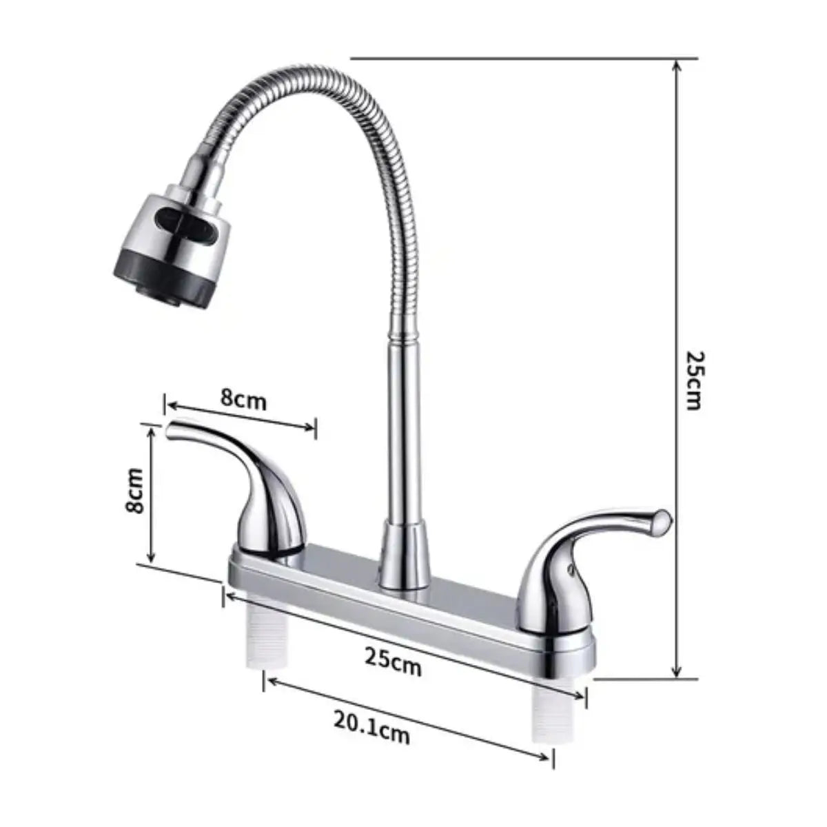 Mezcladora Para Fregadero Cuello Flexible Cocina Abs Meer Acabado Brillante Color Plateado - CNX - detalle