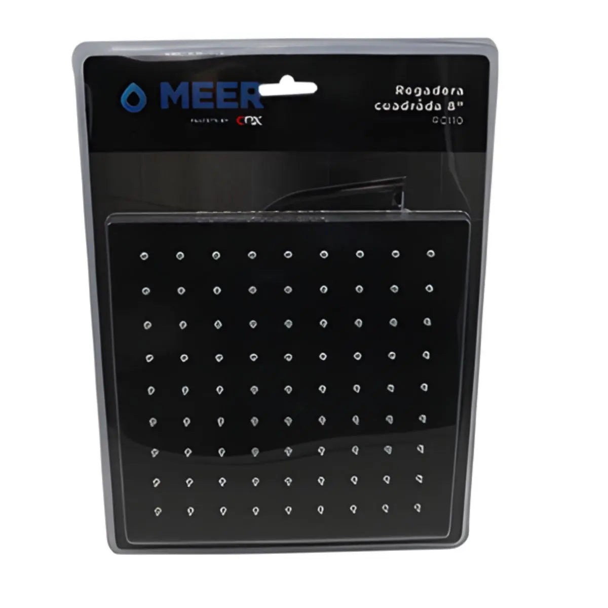 Regadera Cuadrada 8" Acero Inox Negro Mate Sistema Anti-Sarro Meer - CNX - empaque