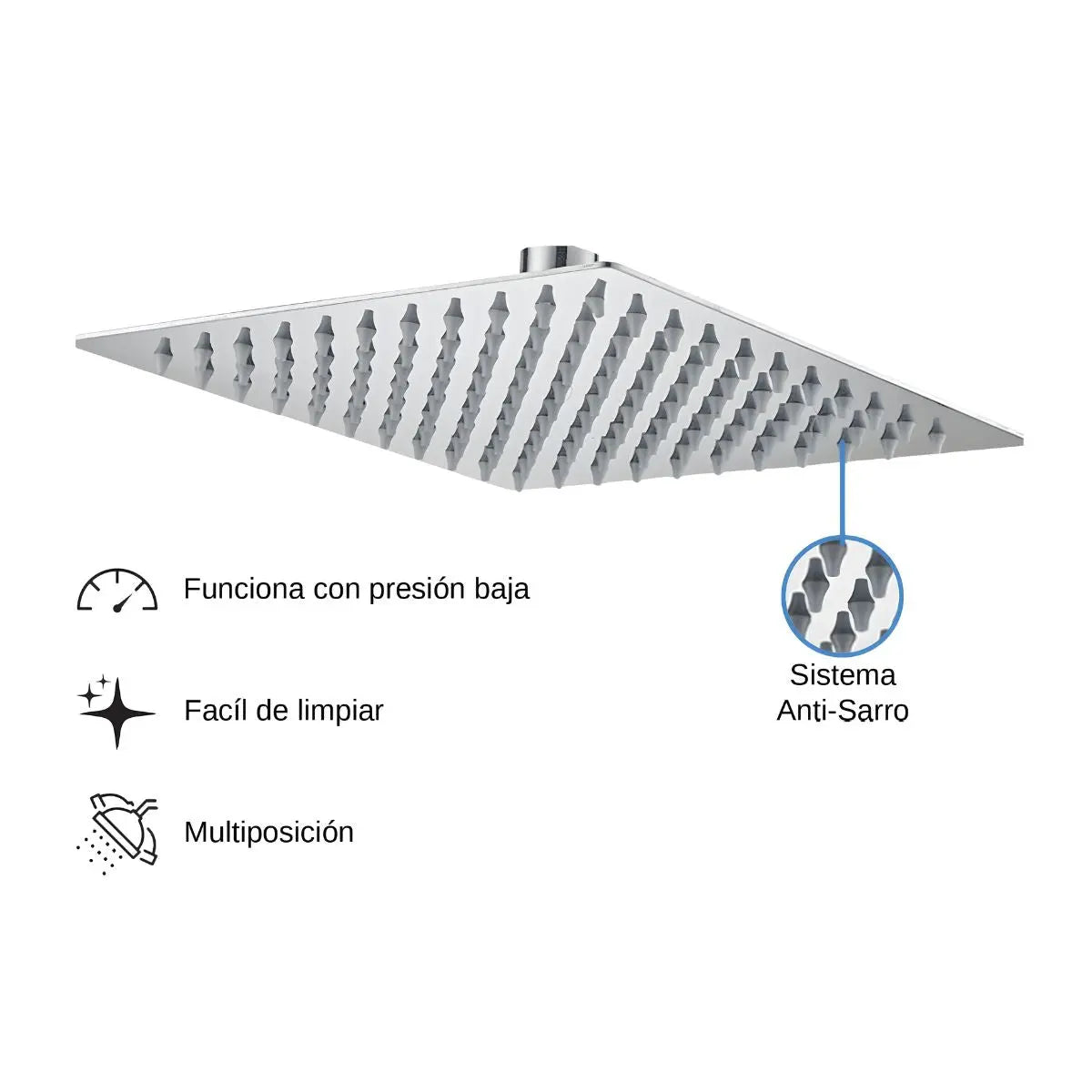 Regadera Cuadrada 16" Meer MASTER 20PZ - CNX - vista trasera