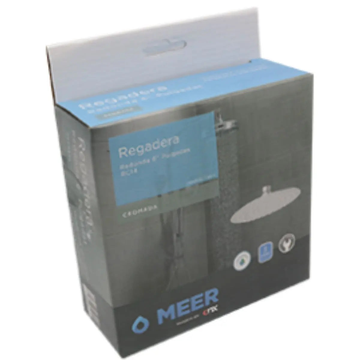 Regadera MEER Redonda 6" Acero Inoxidable Sistema Anti Sarro Cromada - CNX