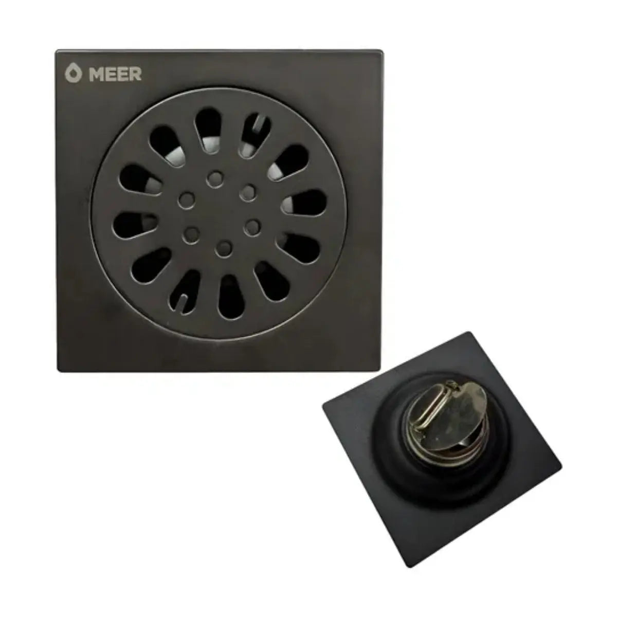 Coladera Resumidero Cuadrada 4'' Meer Color Negro Mate - CNX - vista trasera