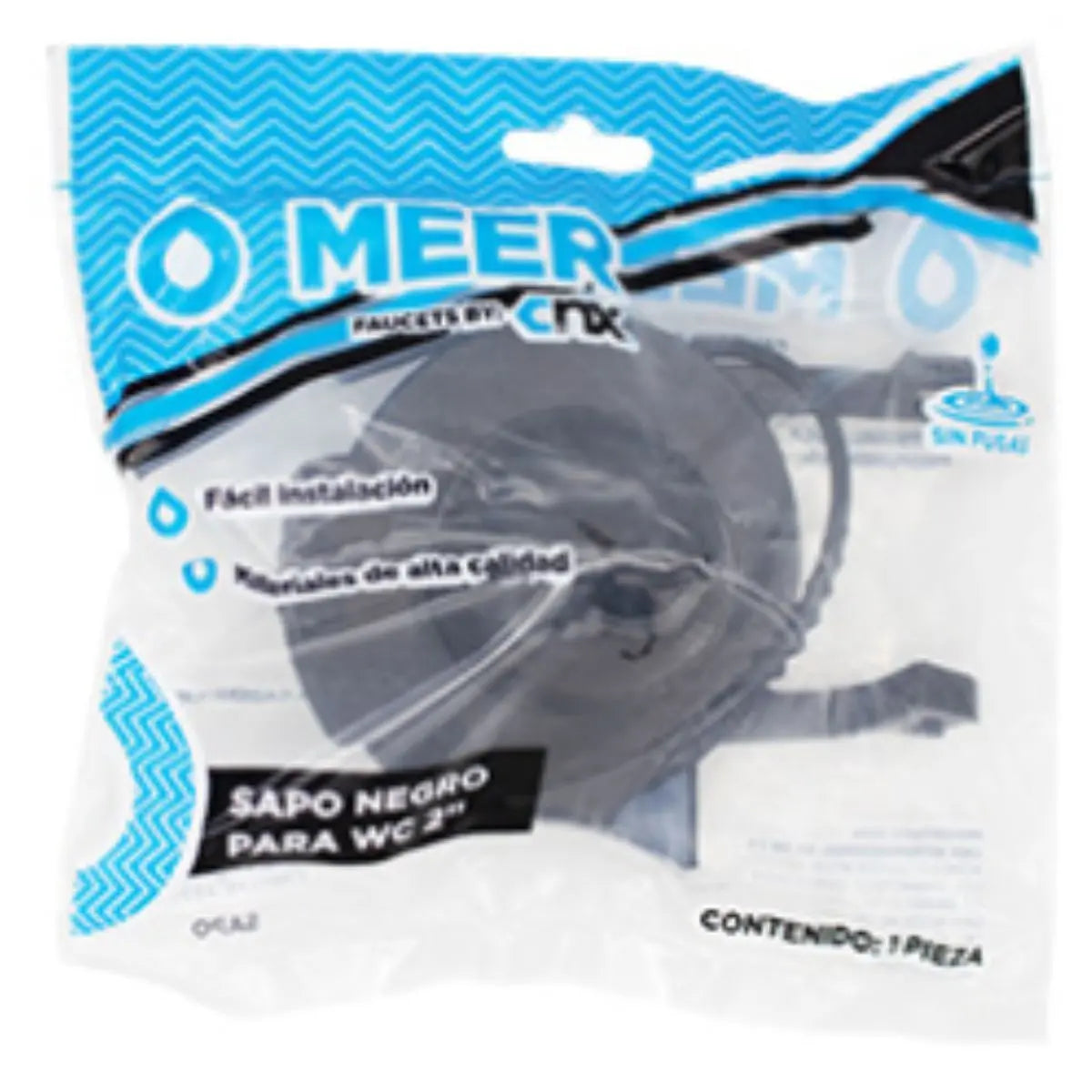 Sapo WC 2" MEER Flexible Cadena Flexible Negro - CNX - empaque