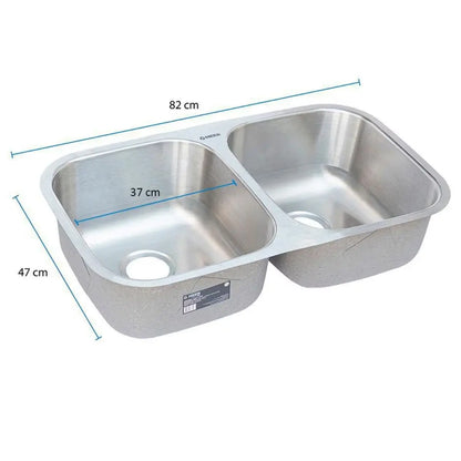 Tarja Doble MEER Submontar Acero Inoxidable 82 x 47 x 22 - CNX - vista lateral