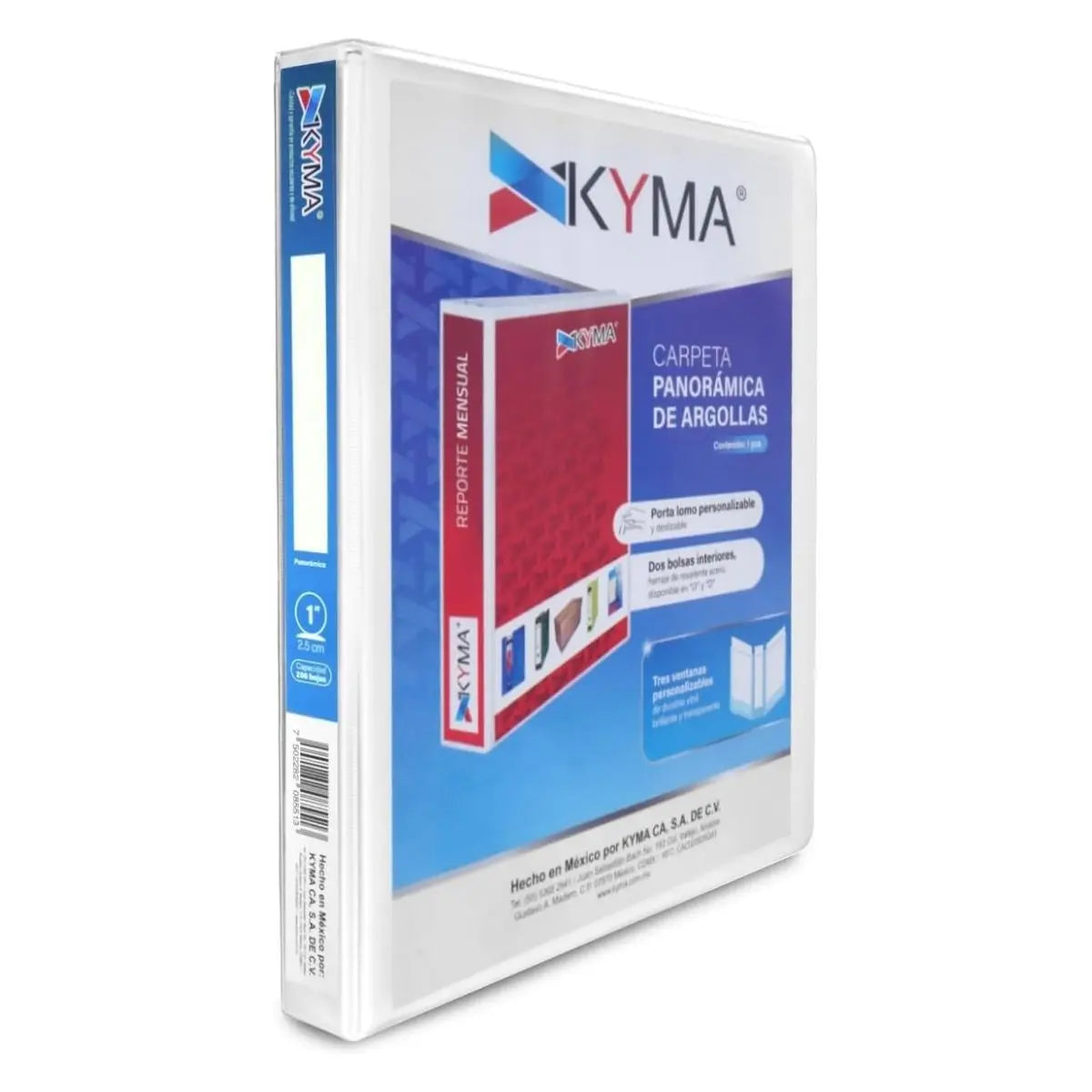 Carpeta Panoramica Carta Kyma Argollas 1 Pulgada Blanca - Kyma - detalle