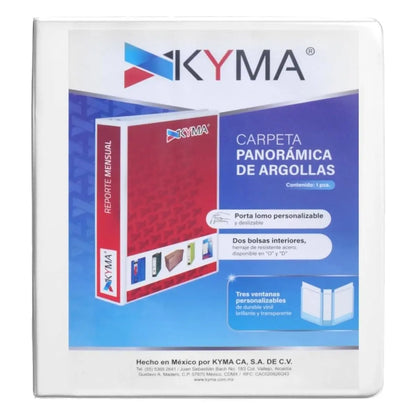 Carpeta Panoramica Carta Kyma Argollas 1 Pulgada Blanca - Kyma - vista lateral