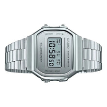 Reloj Casio Vintage Unisex Original E-watch Correa Gris, Bisel Plateado, Fondo Plateado - Casio