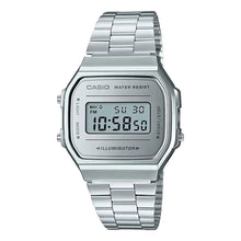 Reloj Casio Vintage Unisex Original E-watch Correa Gris, Bisel Plateado, Fondo Plateado - Casio - vista lateral
