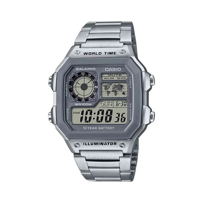 Reloj Digital Casio Ae-1200whd-7av Color/Plata Mapa Mundial - Casio